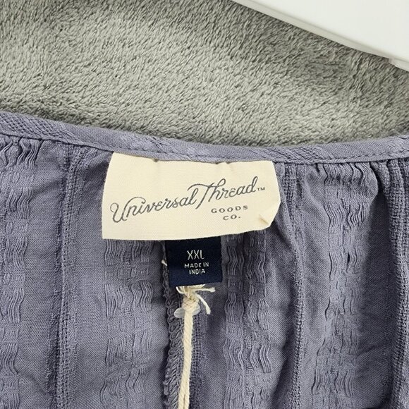 Womans Blue Universal Thread Embroidered Crop Top Balloon Sleeve V Neck Size XXL - Picture 5 of 9